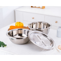 3 in 1 stainless steel Mixing Bowl sink colander strainer mesh basket vegetable cutter grater bowl with drain basket