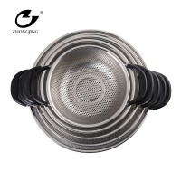 Stainless Steel Punching Hole 12 Inch Metal Mesh Colander With Plastic Handle,Vegetable Colander