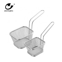 Premium stainless steel wire mesh french fries preserve strainer small deep frying basket